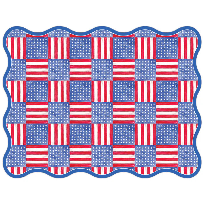 Stars & Stripes Quilt Red White Blue Posh Die-Cut Placemat | Rosanne Beck Collections