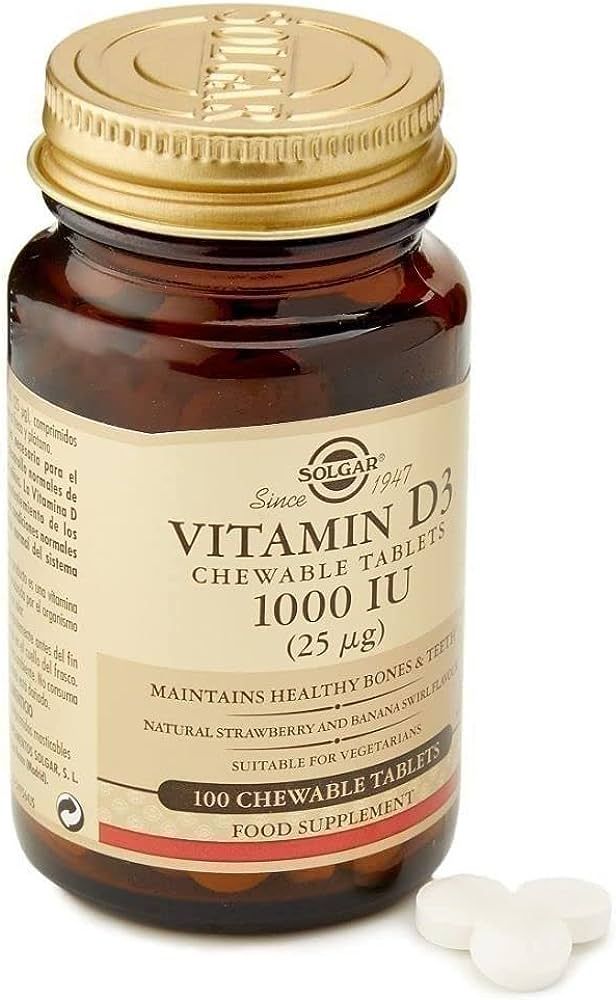 Solgar Vitamin D3 1000 IU (25 µg) Chewable Tablets - Pack of 100 - For Healthy Bones, Teeth and ... | Amazon (UK)