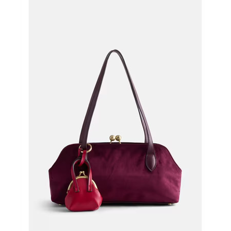 Free Assembly Women's Faux Suede Shoulder Bag with Mini Bag Charm, Deep Chianti | Walmart (US)