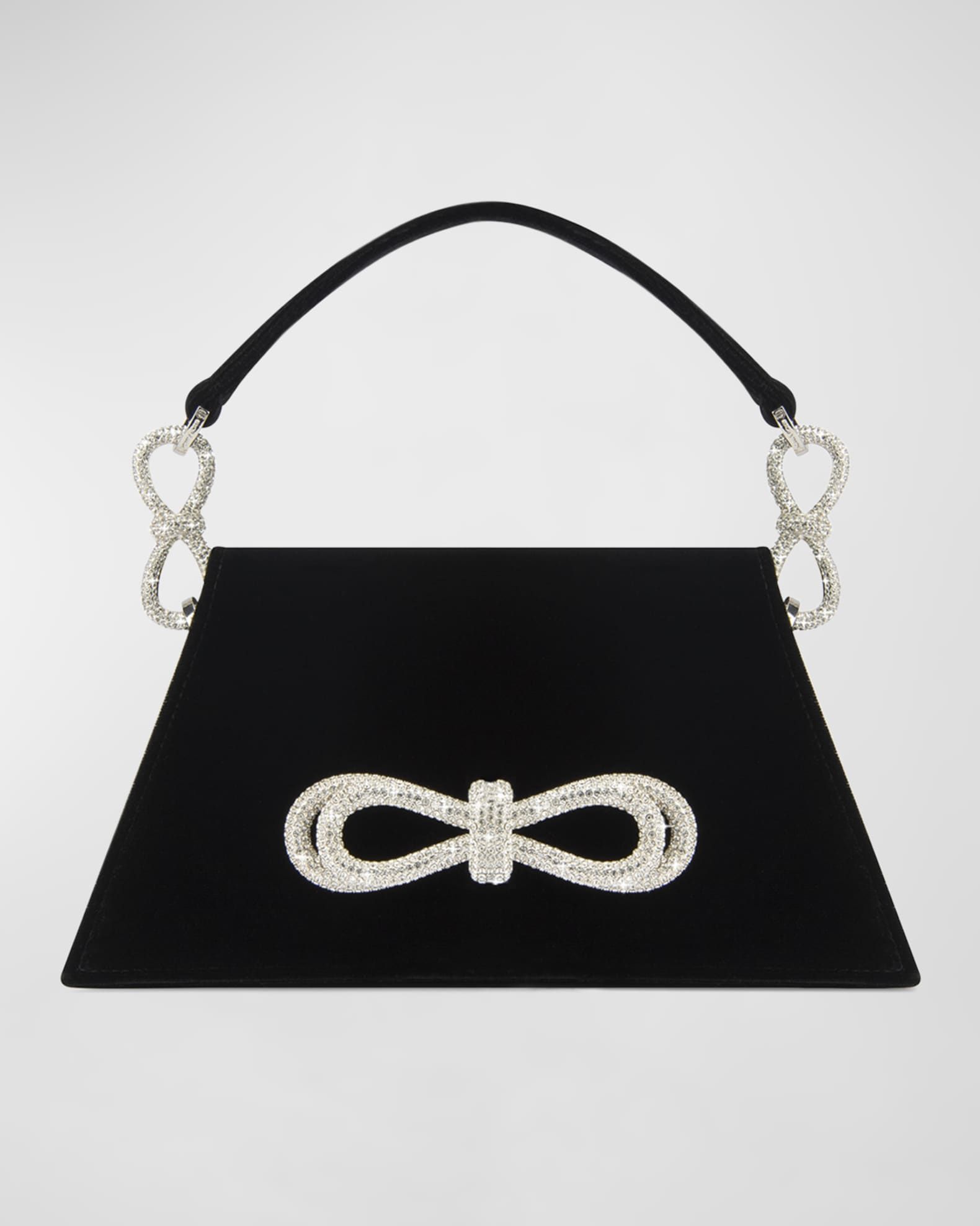 Samantha Embellished Bow Velvet Top-Handle Bag | Neiman Marcus