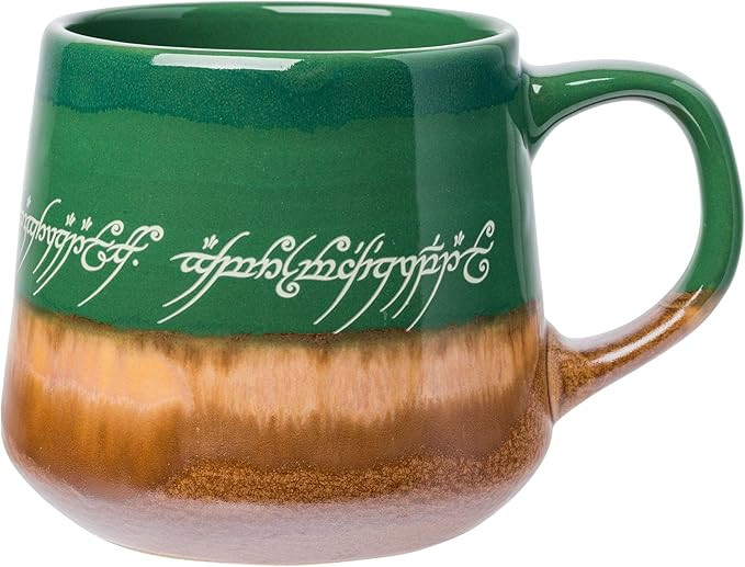 Silver Buffalo Lord of The Rings Elven Text High Gloss Reactive Glaze Tapered Pottery Mug,18 Ounc... | Amazon (US)