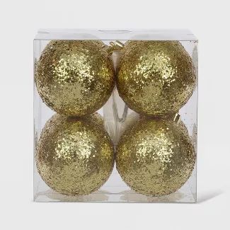 8ct Christmas 70mm Ornament Set Chunky Glitter Gold - Wondershop™ | Target