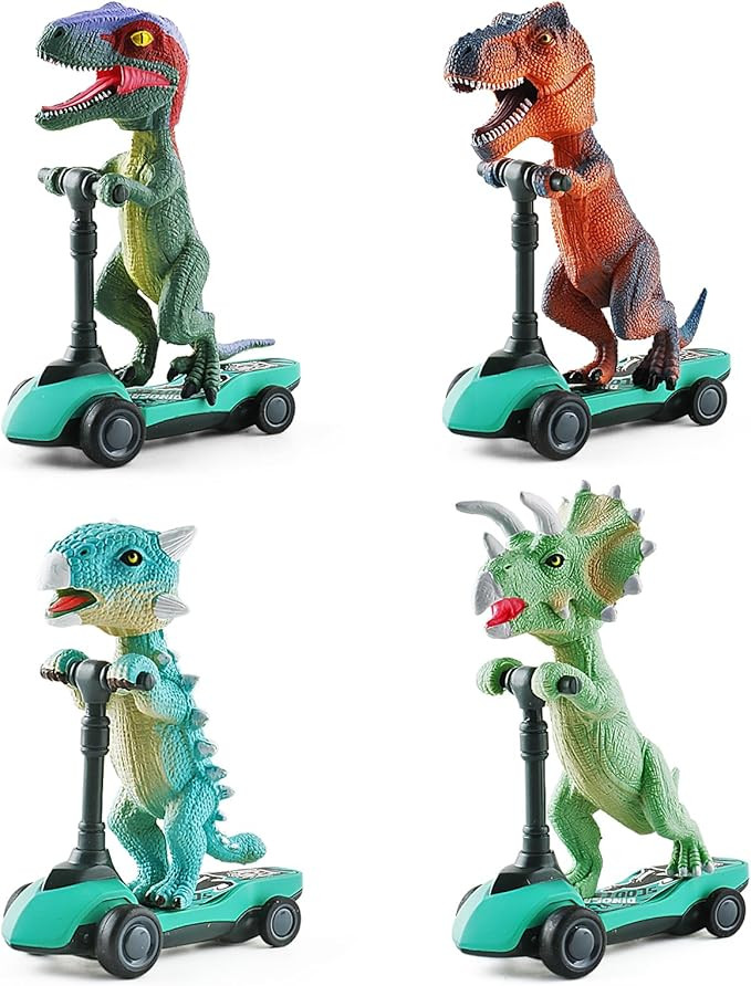DINOBROS Dinosaur Scooter Toys Pull Back Cars Mini Finger Kick Scooters Boy Toy Age 3 4 5 6, Dino... | Amazon (US)