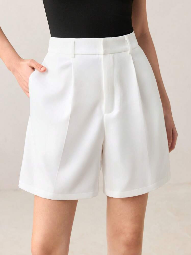 BizChic Shorts Mit Gefalteter Taille Und Seitentaschen, Modisch Und Elegant Für Den Städtischen Pendlerverkehr, Den Täglichen Gebrauch, Romantischen 90er Jahre Retro-Stil, Geeignet Für Weihnachten, Neujahr, Valentinstag, Partys, Strand, Abschluss, Mode, Karneval, Urlaub, Hochzeitsgäste, Brunch, Flughafen, Mehrzweck | SHEIN