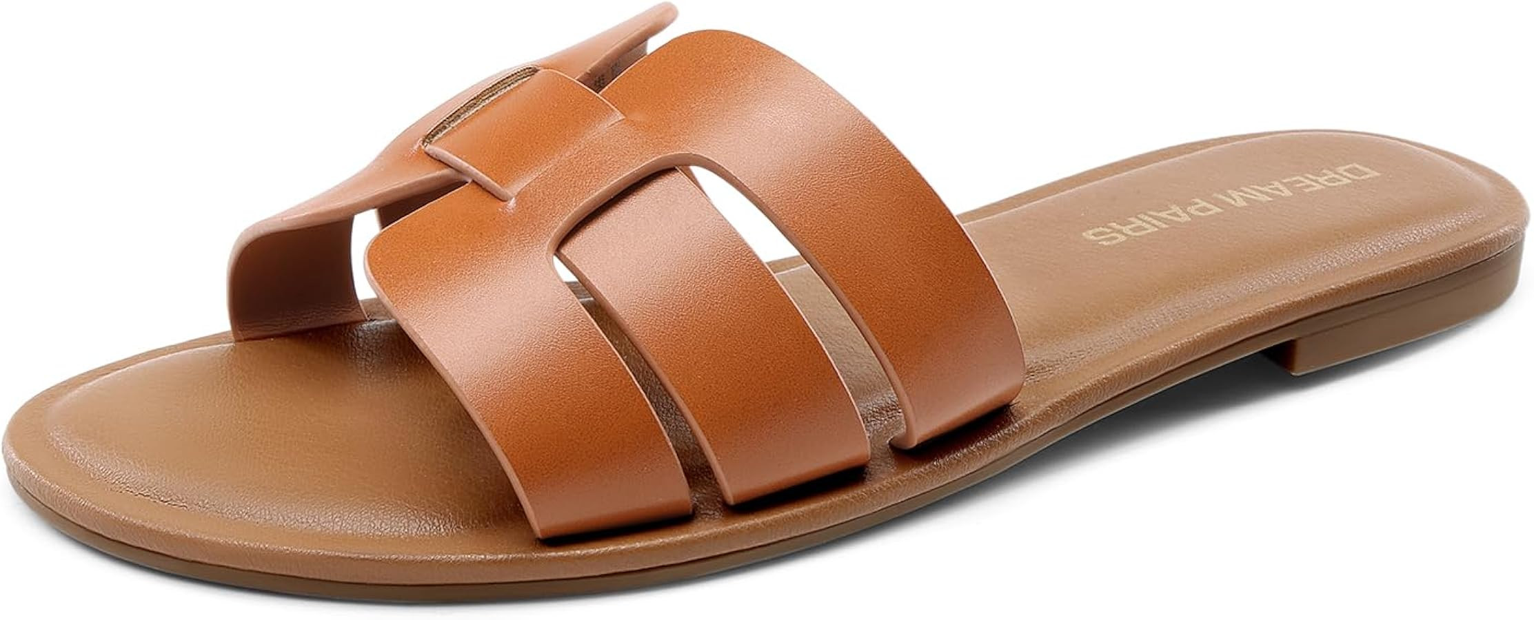 DREAM PAIRS Women's Dressy Slide Sandals Slip-on Open Round Toe Flat Sandals Fashion Casual Comfo... | Amazon (US)