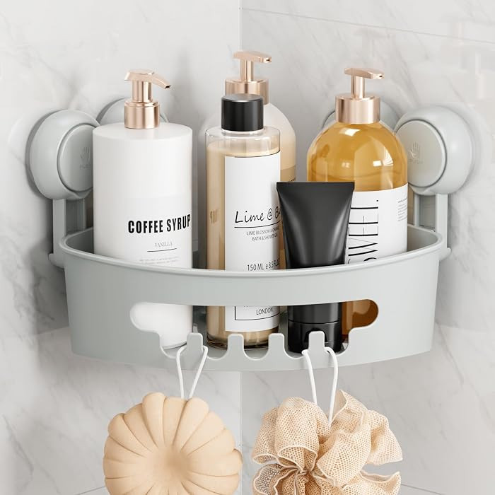 Small Bathroom Caddy, Removable, Drill-Free, Heavy Duty Shower Shelf, Grey | Amazon (US)