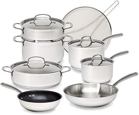 Goodful Classic Stainless Steel Cookware Set with Tri-Ply Base, Impact Bonded Pots and Pans, Dish... | Amazon (US)