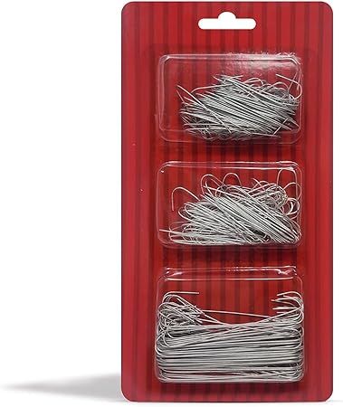 300 Pack Silver Ornament Hooks Christmas Tree Decorating Hangers- Metal Wire Ornament Hooks for C... | Amazon (US)