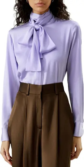 Silk Turtleneck Ribbon Blouse | Nordstrom