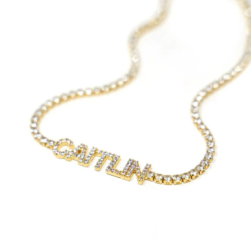 Customized Tennis Chain Nameplate Necklace | The Sis Kiss