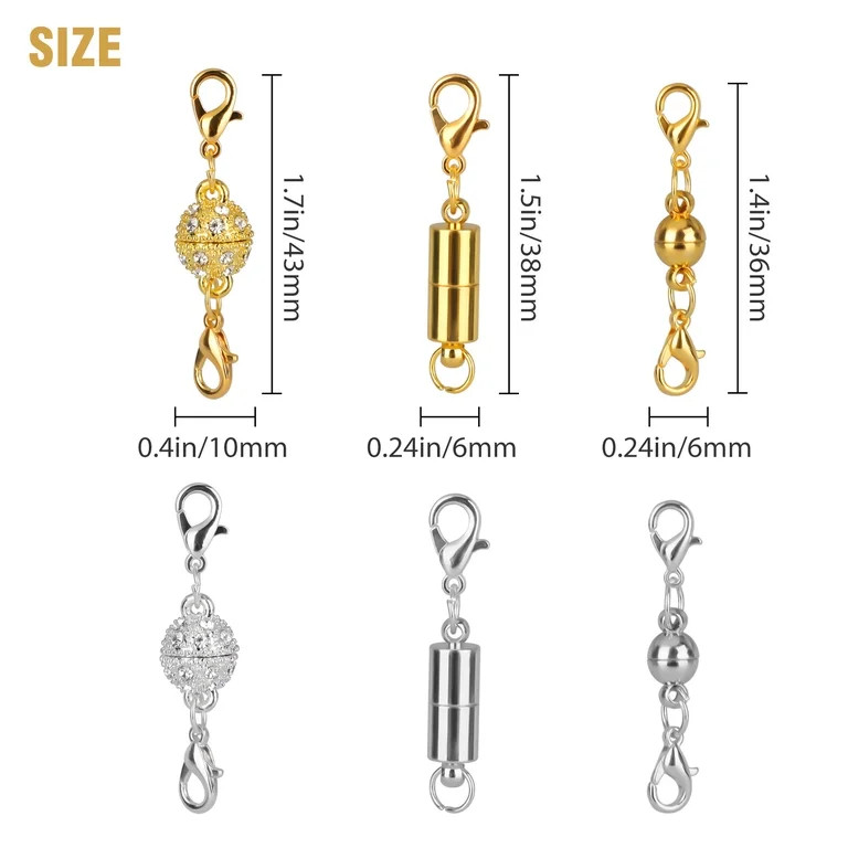 16pcs Gold and Silver Magnetic Lobster Clasp, EEEkit 3 Styles Jewelry Extenders, Jewelry Magnet C... | Walmart (US)