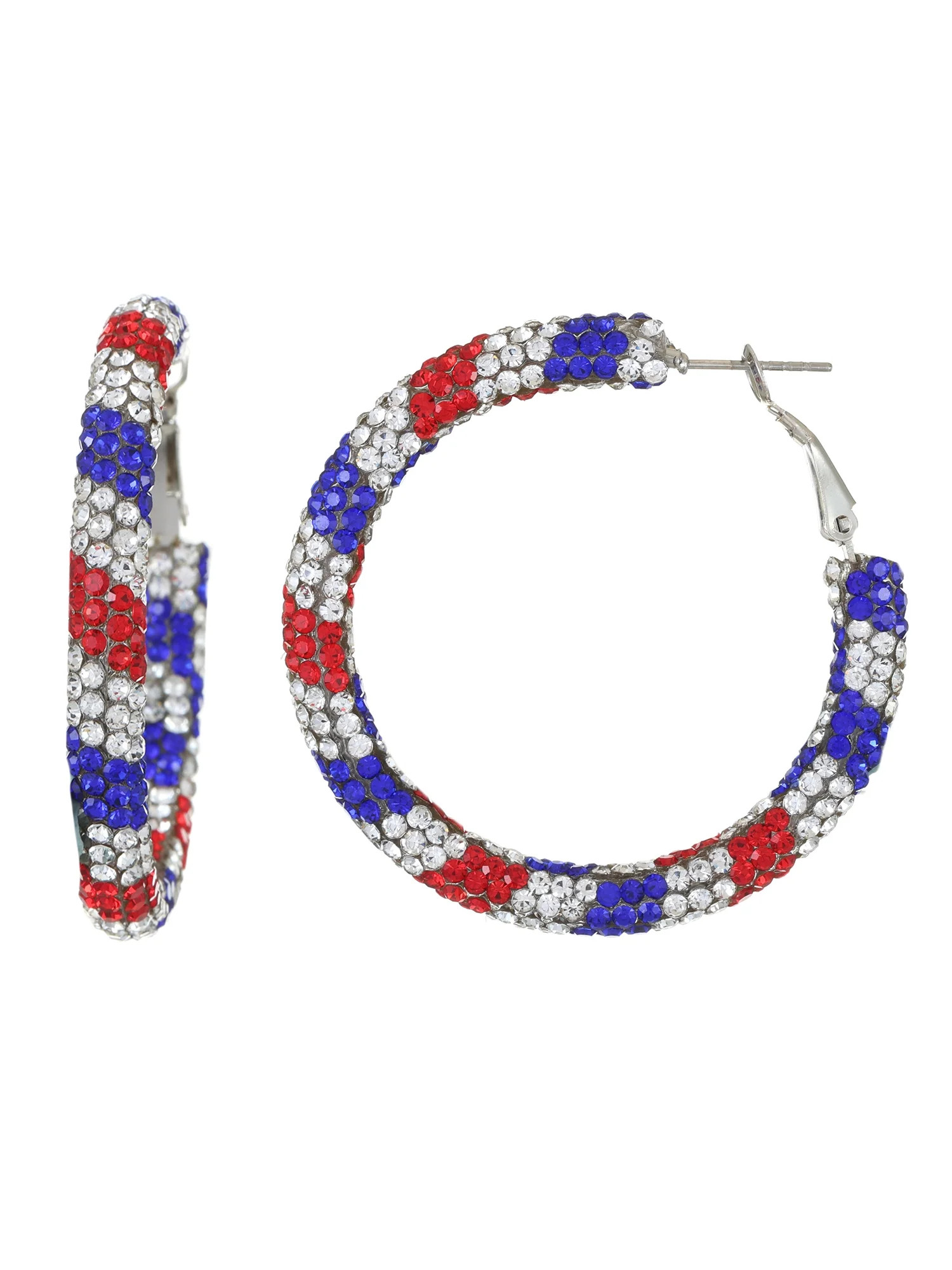 Way to Celebrate Americana Rhinestone Hoop Earring, 1 Pair | Walmart (US)