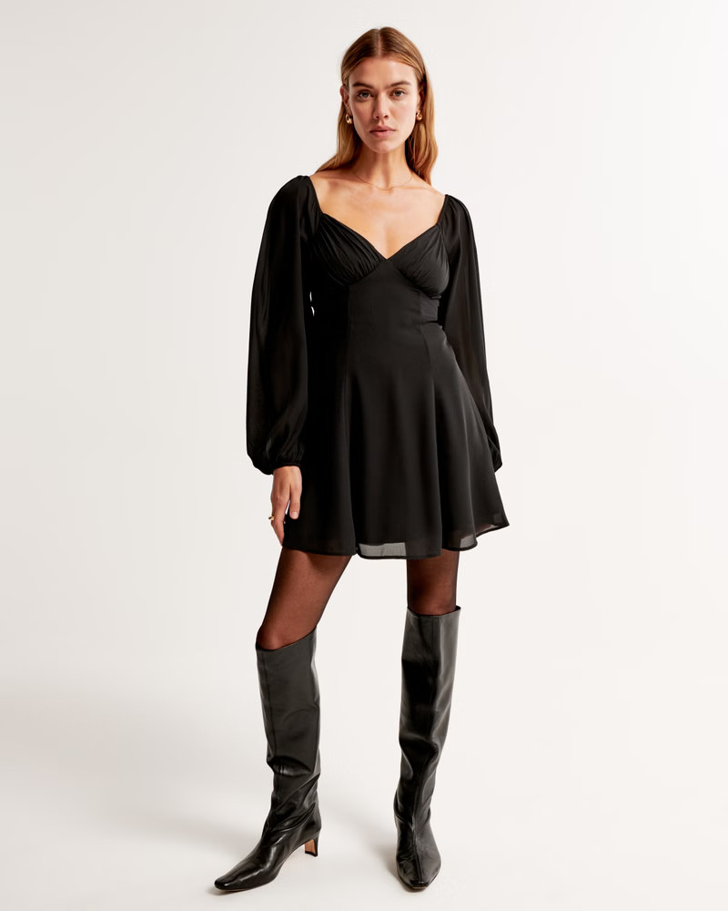 Flowy V-Neck Mini Dress | Abercrombie & Fitch (US)