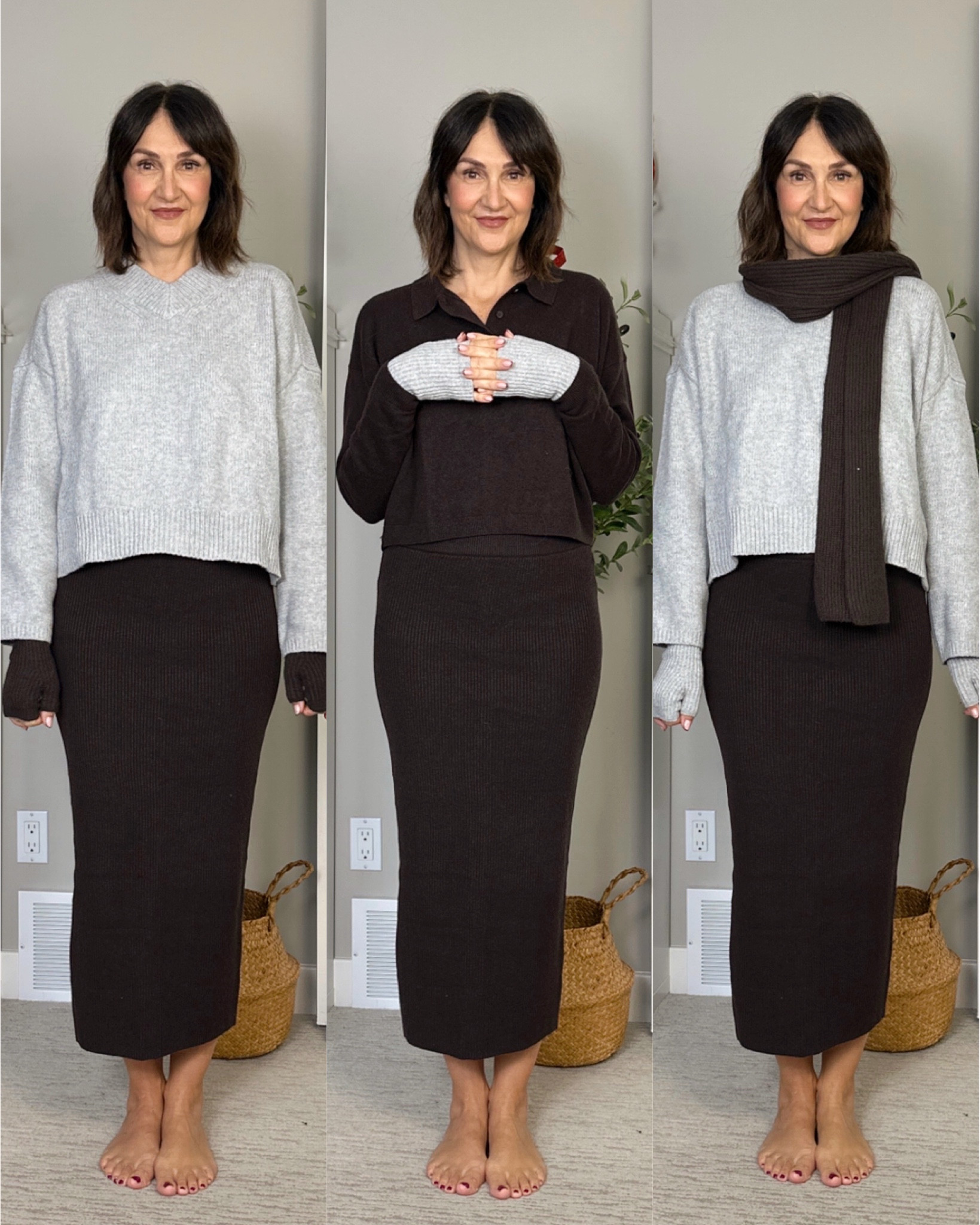 The cozies neutrals from Gap! The knits are so soft and cozy, would make great gifts too! I’m 5’ 7” wearing my usual size S in the skirt and polo sweater and M in the v neck sweater
[ad] #gapcanada #howyouweargap 

#LTKHoliday #LTKFindsUnder50 #LTKStyleTip