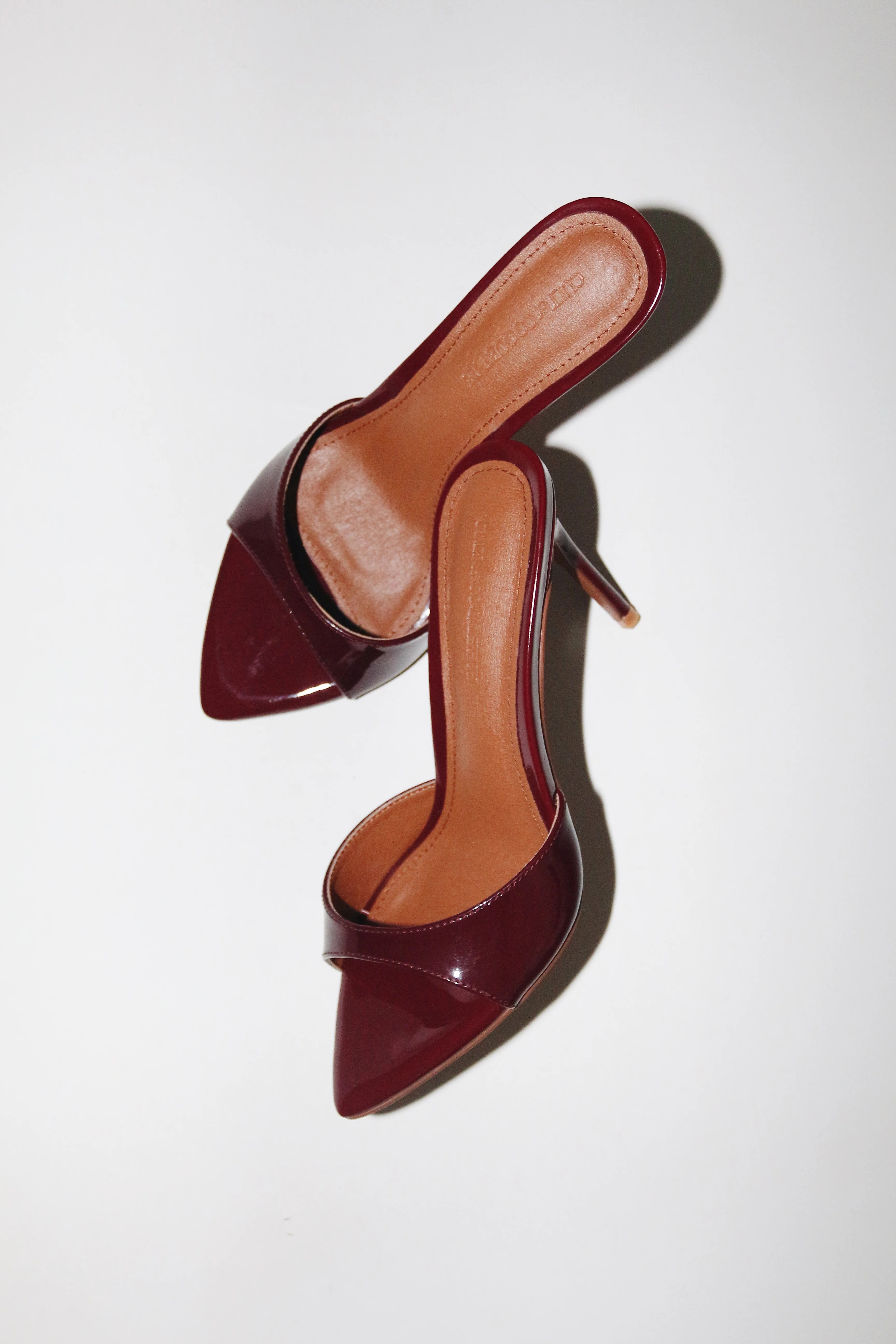 Gia Wine Patent Leather Vegan Mules 80 mm | CULT OF COQUETTE