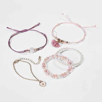Girls' 5pk Tassel Bracelet Set - Cat & Jack™ Pink | Target
