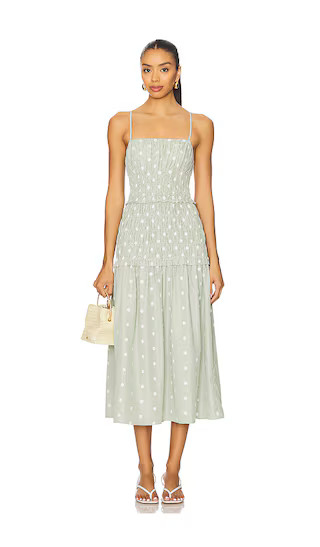 Madison Dress in Light Green Embroided Dots | Revolve Clothing (Global)