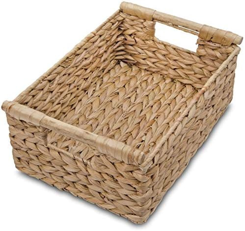 VATIMA Natural Water Hyacinth Storage Basket with Handle, Rectangular Wicker Basket for Organizing,  | Amazon (US)