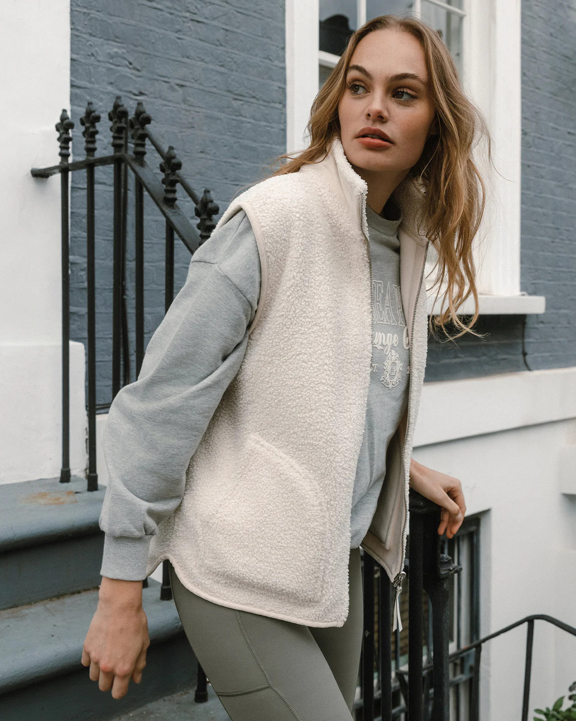 Borg Fleece Reversible Gilet - Cream | Chelsea Peers NYC