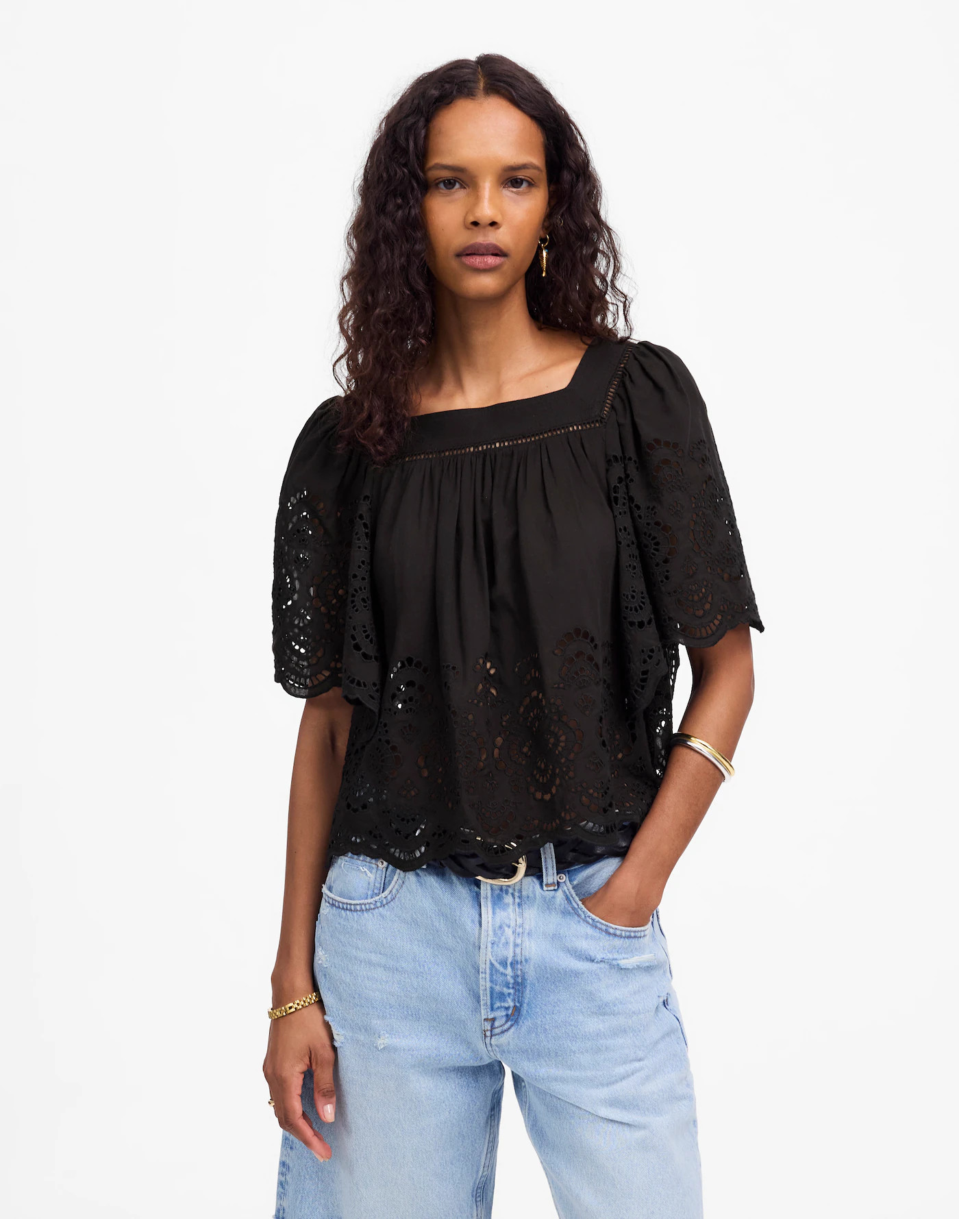 Eyelet Flutter-Sleeve Top | Madewell