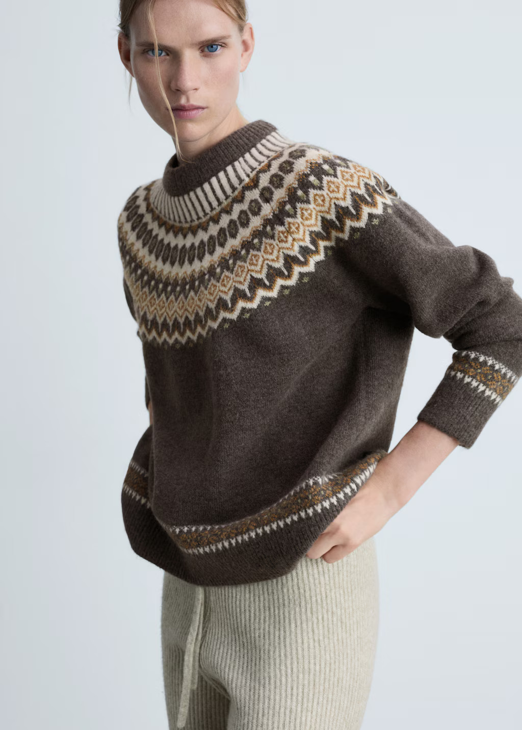 Cotton-linen round-neck knitted sweater - Women | MANGO USA | Mango (US/MX/AU)