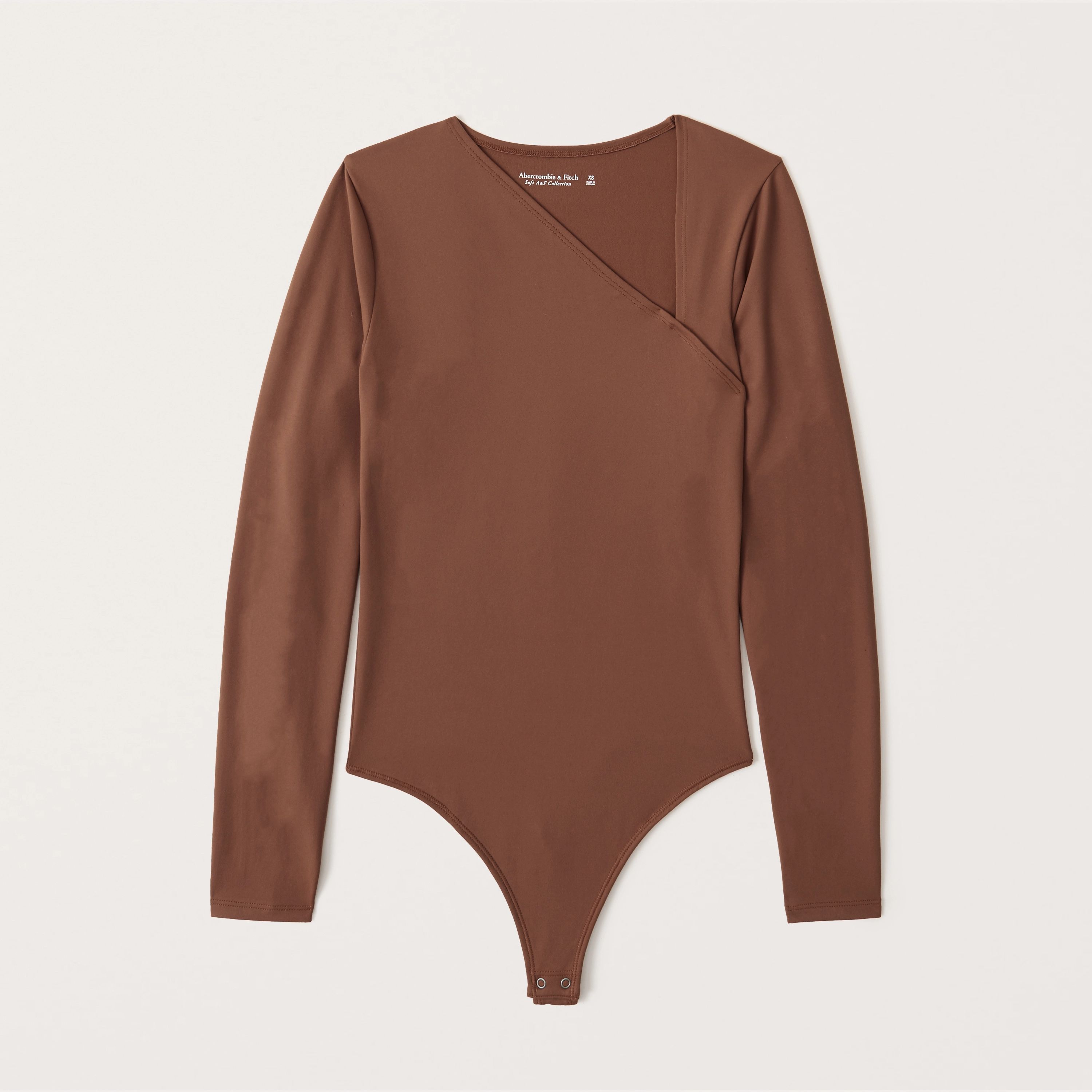 Long-Sleeve Asymmetrical Neckline Seamless Bodysuit | Abercrombie & Fitch (US)