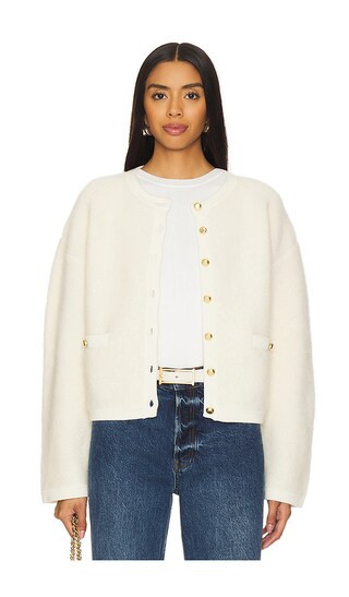 Kaia Boucle Cardigan in Ivory | Revolve Clothing (Global)