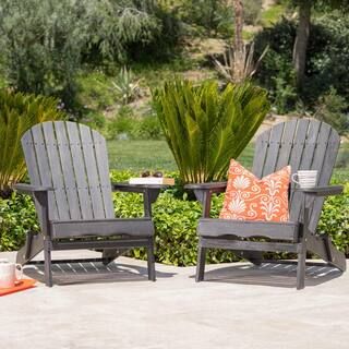 Noble House Obadiah Dark gray Folding Wood Adirondack Chair (2-Pack) 40719 - The Home Depot | The Home Depot
