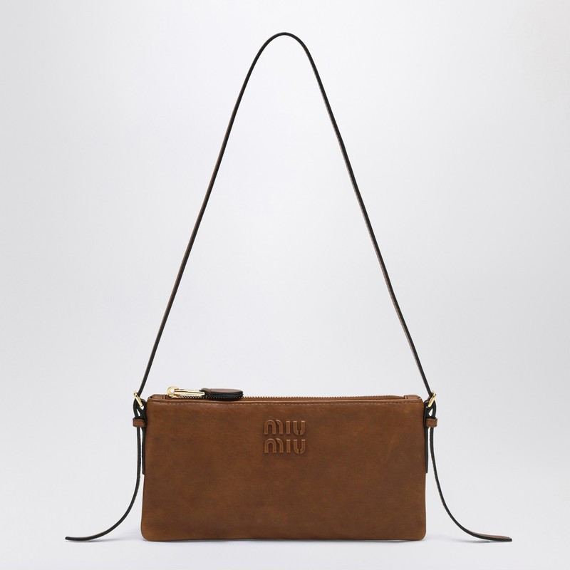 Brown nappa mini pouch | The Double F