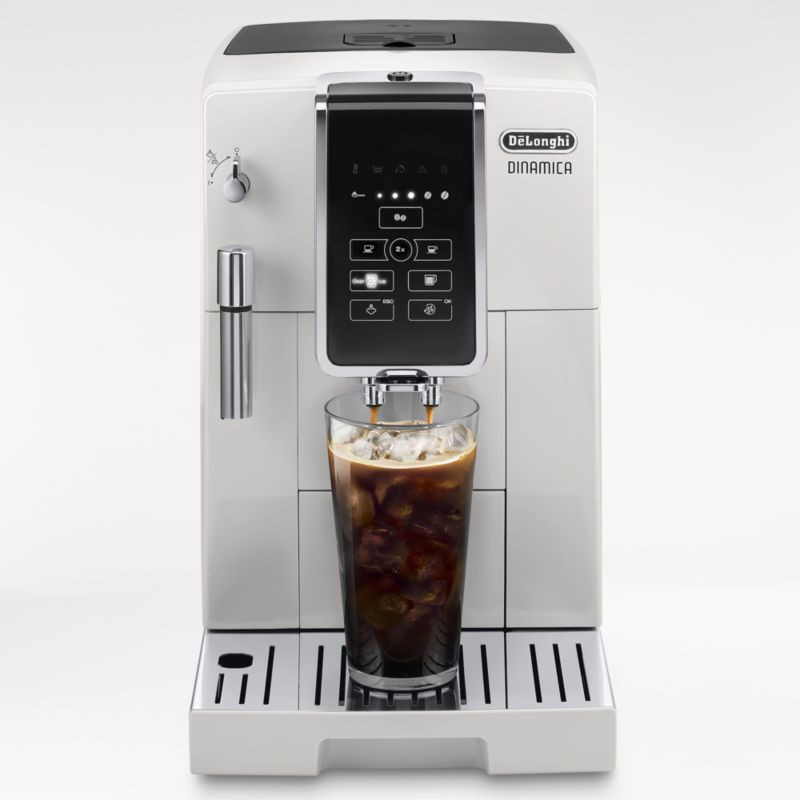 De'Longhi White Dinamica Espresso Machine with Iced Coffee and Manual Milk Frother + Reviews | Cr... | Crate & Barrel