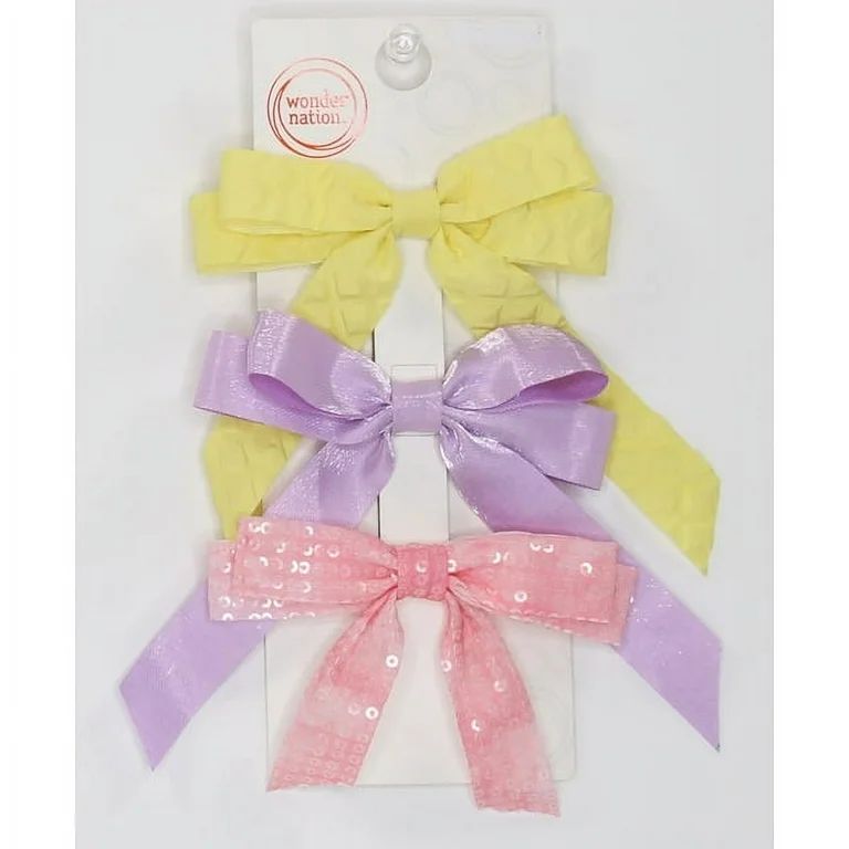 Wonder Nation Assorted Bow Salon Clips, 3-Piece | Walmart (US)