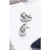 Silver Tear Drop Mini Statement Earrings | PrettyLittleThing US