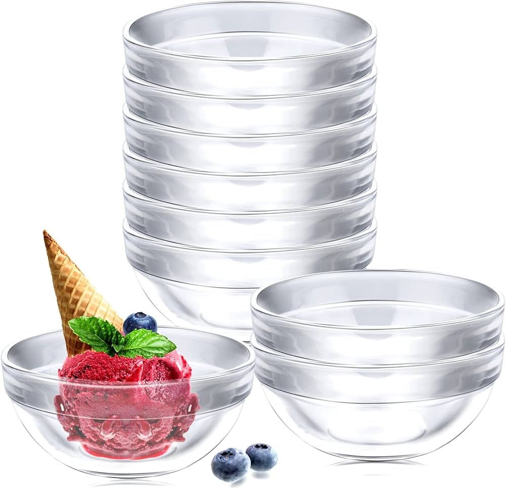 Vmiapxo 10 Pack 3.5" Small Glass Bowls, 4.7oz Stackable Glass Prep Bowls Mini Portion Dishes Serv... | Amazon (US)