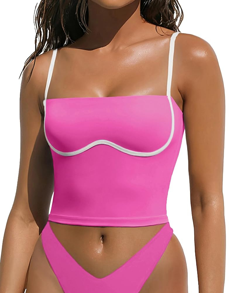 OMKAGI Womens Workout Tank Tops Adjustable Strap Longline Sports Bra Padded Sleeveless Top | Amazon (US)