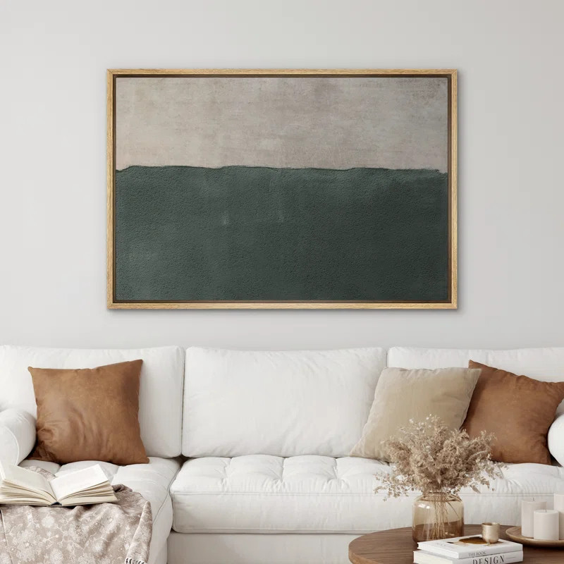 IDEA4WALL Minimal Landscape Pastel Green Modern Contemporary Art Chic Minimalist Room Decor Frame... | Wayfair North America