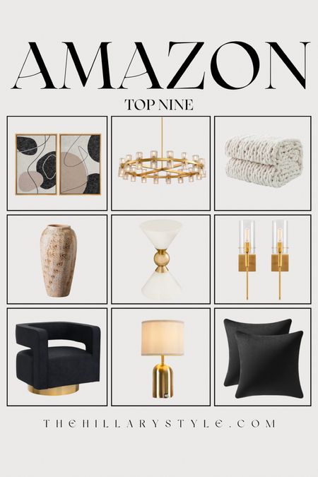 Amazon Top Modern Home:
Swivel Accent Chair, Gold Lamp, Sconces, Gold Chandelier, Ceramic Vase, Velvet Throw Pillows, Knitted Throw Blanket, Wall Art.

#LTKstyletip #LTKSeasonal #LTKhome