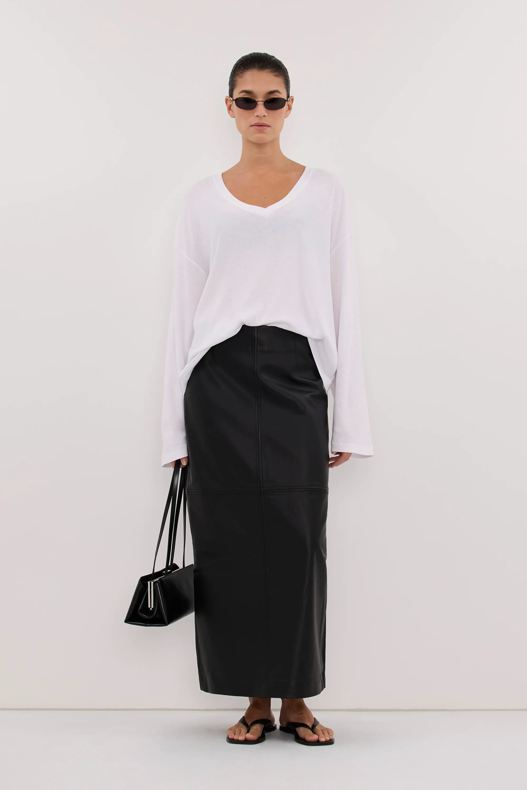 DARINA WHITE V NECK SLEEVED TOP | DISSH