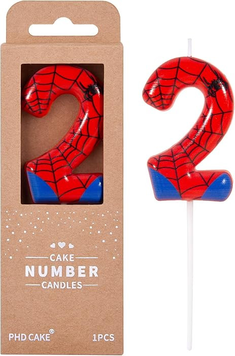 PHD CAKE 2.76 Inch Number 2 Spider Birthday Candles, Spider Cartoon Themed Number Candles, Cake N... | Amazon (US)