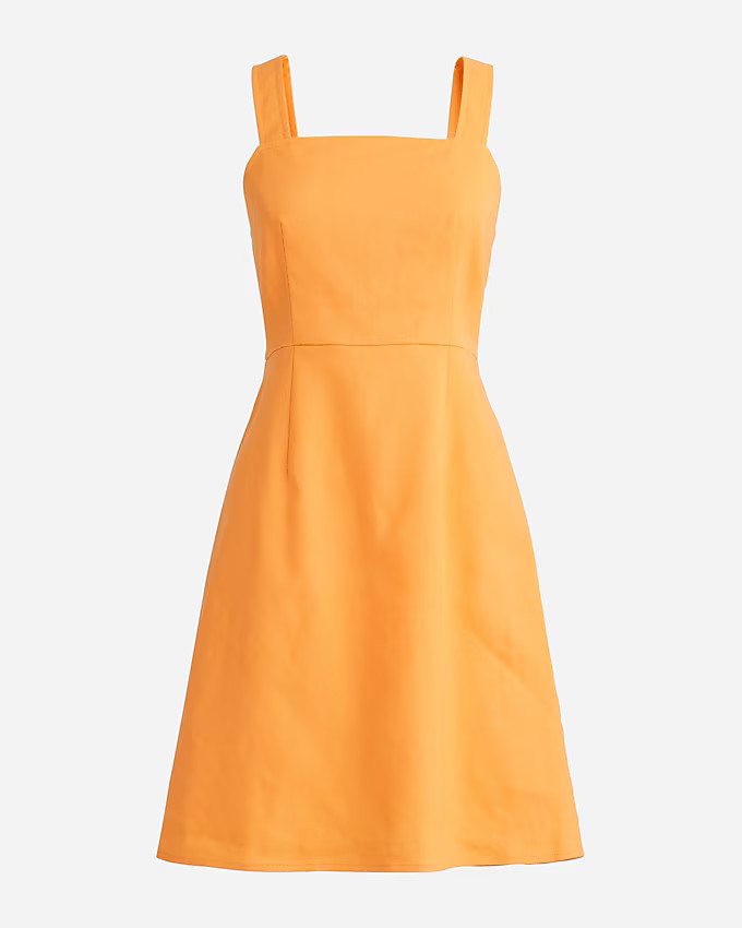 Squareneck A-line dress in stretch linen blend | J. Crew US