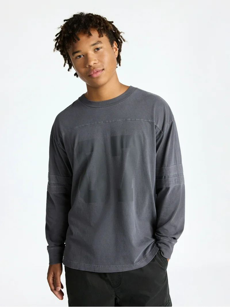 No Boundaries Varsity Tee with Long Sleeves, Men's & Big Men's | Walmart (US)