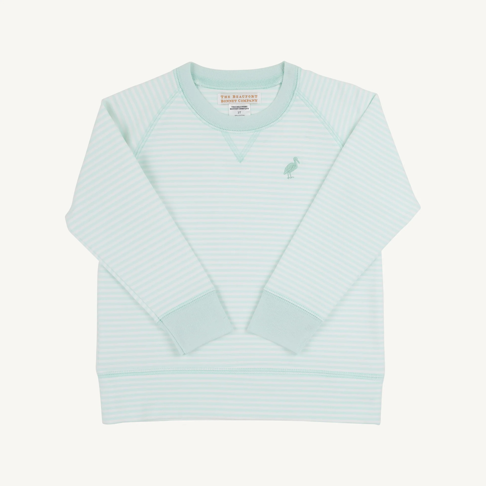 Cassidy Comfy Crewneck - Sea Island Seafoam Stripe with Sea Island Sea | The Beaufort Bonnet Company