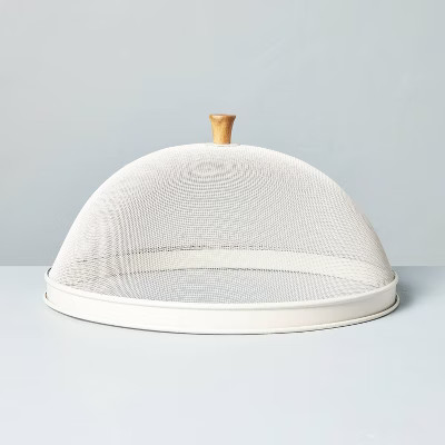 Metal Screen Food Dome with Wood Knob Cream/Brown - Hearth & Hand™ with Magnolia | Target