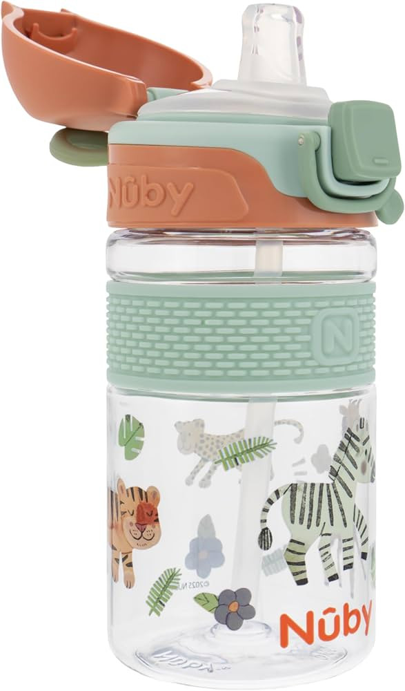 Nuby Thirsty Kids Flip-It Bolt Toddler Cup with Push-Button Locking Flip-Top and Silicone Spout -... | Amazon (US)