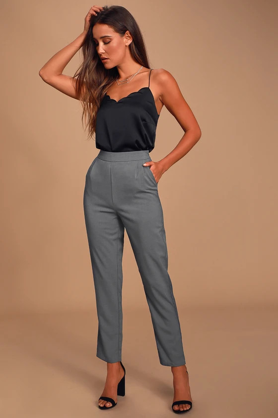 Kick It Grey High-Waisted Trouser Pants | Lulus (US)