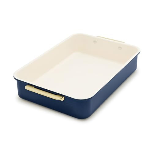 GreenPan Bakeware Rectangular Cake Pan, Ceramic Nonstick Baking Pan, PFAS & BPA Free, Gold Handles, Durable Steel, Freezer to Oven Dish, Scratch Resistant, Bake & Roast Ovenware, Oxford Blue | Amazon (US)