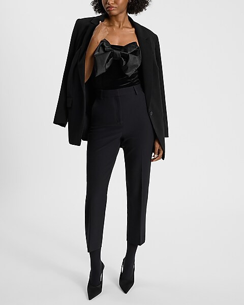 Strapless Satin Bow Velvet Bodysuit | Express