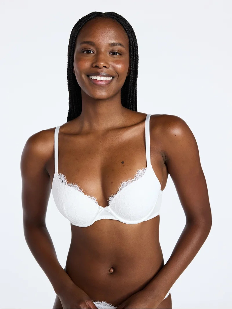 Joyspun Women's Bridal Lace and Satin Push Up Bra, Sizes XS-XXXL | Walmart (US)