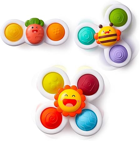 LiKee Strong Suction Cup Fidget Spinnerz Sensory Bath Toys for Baby 12 18 Months Airplane Car Tra... | Amazon (US)