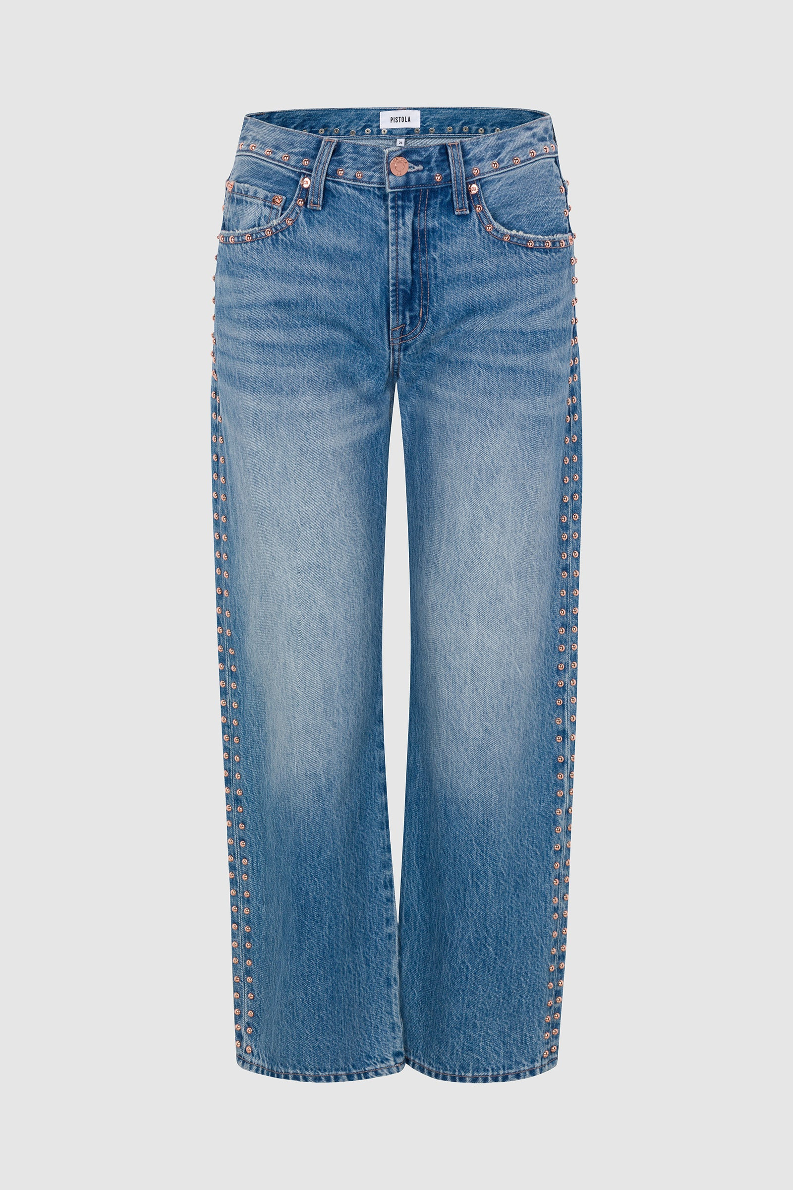 PETITE Lexi Mid Rise Bowed Straight - Star Studded - P00016200P-RL-STRSD / STAR STUDDED / 30P | Pistola Denim