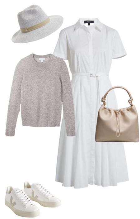 Capsule wardrobe date night ideas. White shirt dress. #whiteshirtdress #veja #fedora 

#LTKover40 #LTKeurope #LTKstyletip